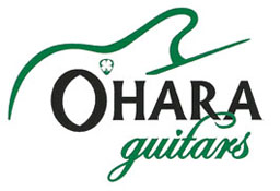 O'Hara Guitars in black and green writing under a green outline of a guitar
